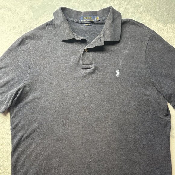 Polo Ralph Lauren Men's Size Large Polo Shirt Classic Fit Navy Blue w/ Logo - Picture 2 of 10
